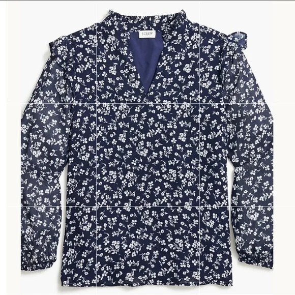 J.Crew Factory V-Neck Crinkle Top in Black with White Floral Print Size 3XL - Picture 1 of 9